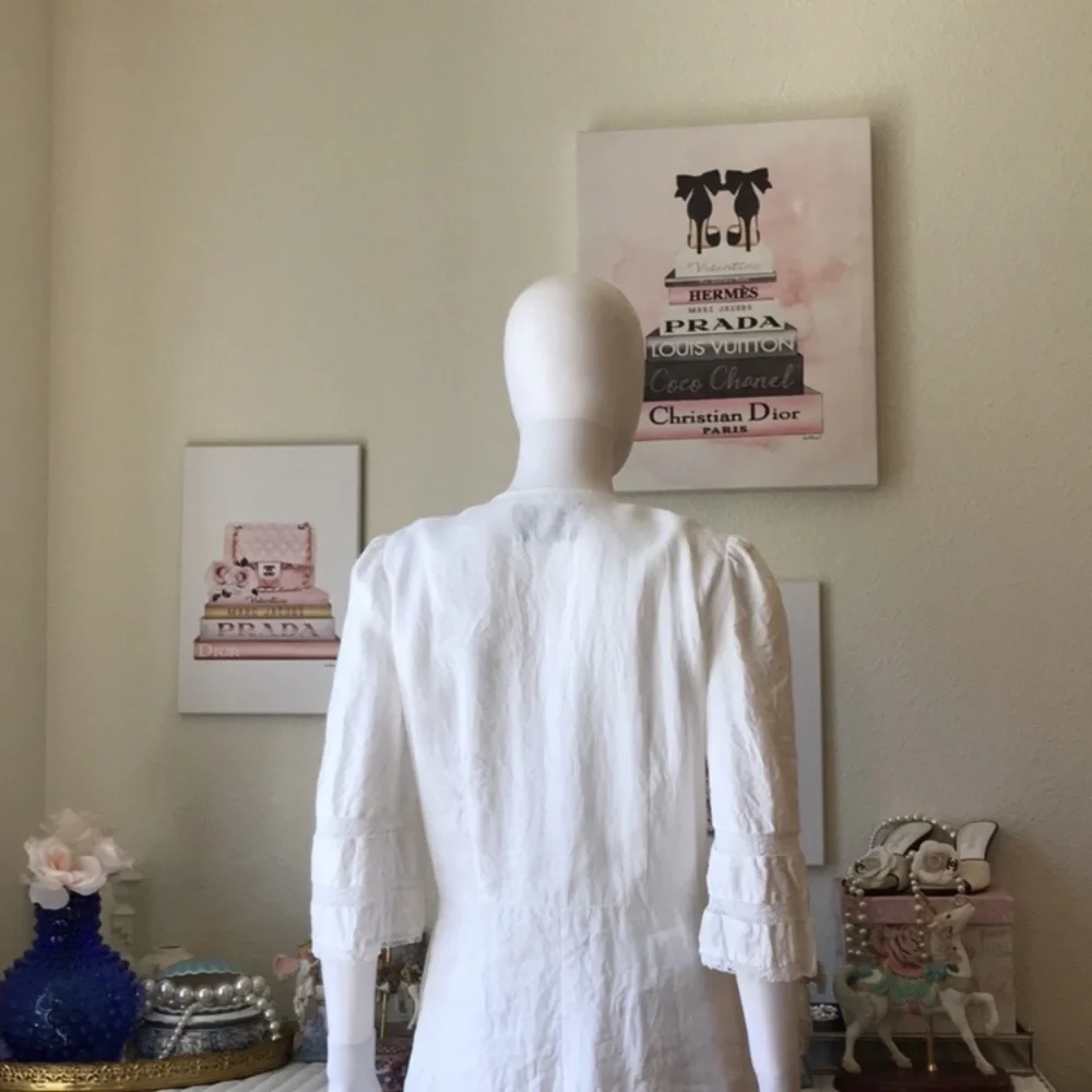 Reformation Eloise 100% linen button front dress white color size 10 - Picture 7 of 11